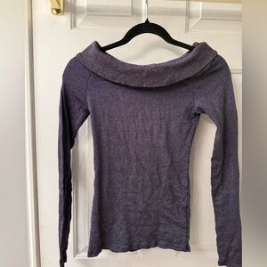 Michael Stars Purple Off-Shoulder Long Sleeve Top